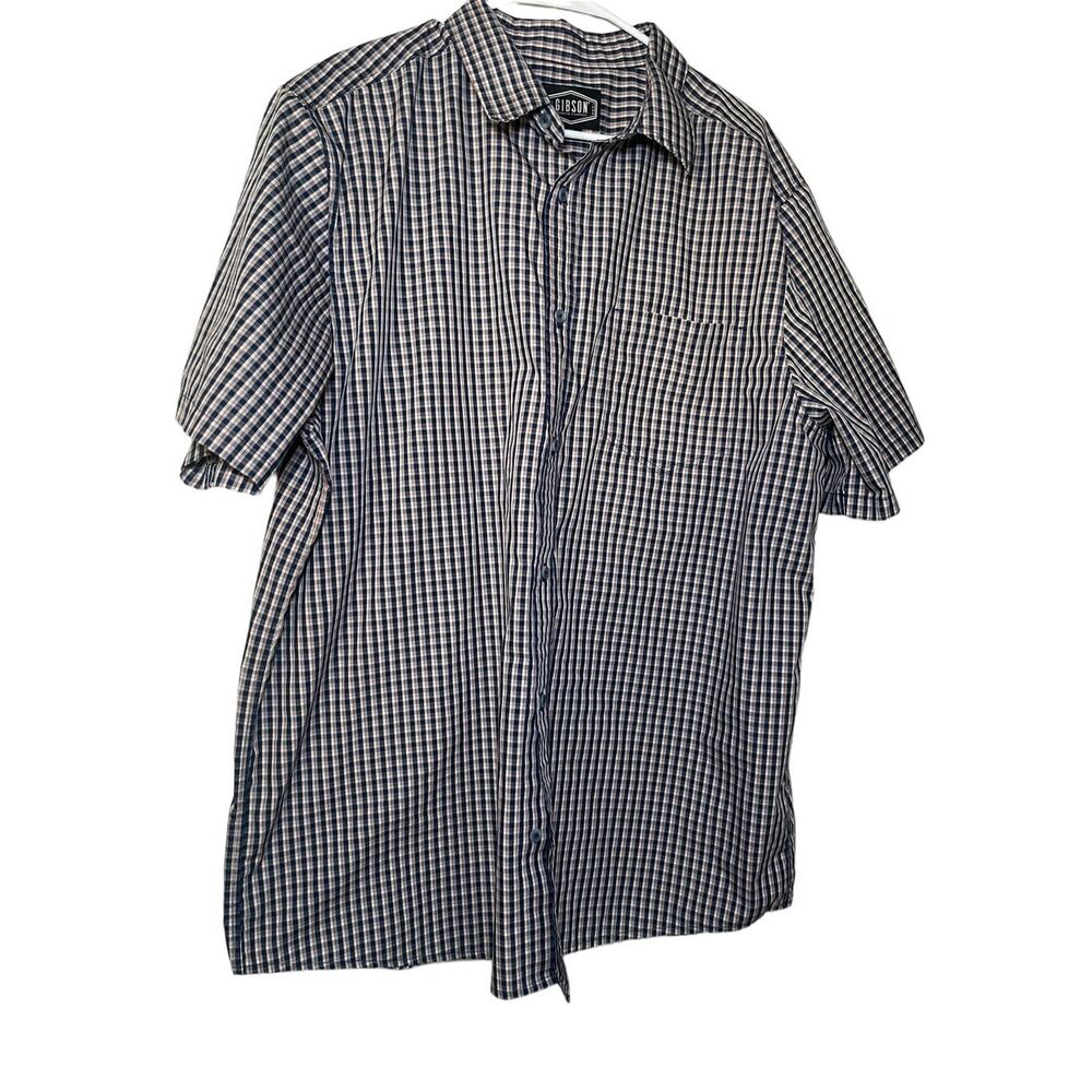 Gibson Mens Multicolor Plaid Chest Pocket Short Sleeve Button Down Shirt XXL
